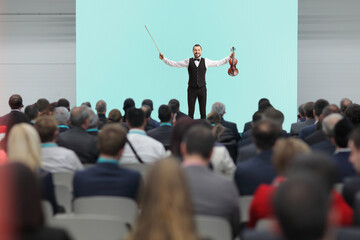 Violinist ending a concert