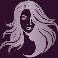 Woman profile with windblown hair logo head face