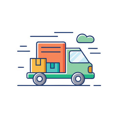 Product Delivery Truck Flat Colorful Vector Icon