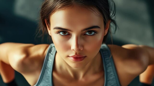 Fit woman in sportswear exercising her upper body strength