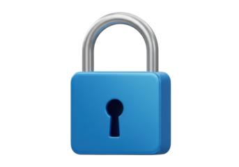 Blue padlock PNG illustration isolated on transparent background for security and protection concept