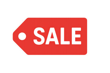 Red sale tag icon representing discount, special offers, and promotional marketing for consumer shopping events