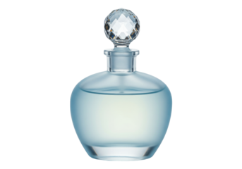 Elegant perfume bottle PNG illustration isolated on transparent background Fragrance container with crystal stopper