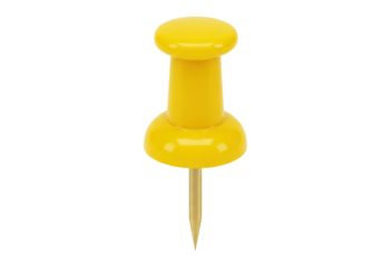 Yellow push pin PNG illustration isolated on transparent background notice board pin stationery item