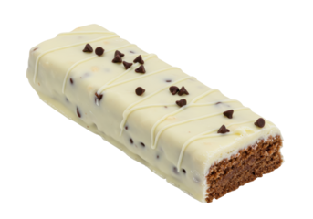 Delicious chocolate chip protein bar PNG isolated on transparent background for healthy snack concepts Perfect for diet and fitness