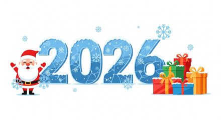 Santa Claus with gifts celebrating New Year 2026 concept  