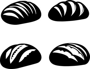 A Collection or set of Fresh bread flat icon design