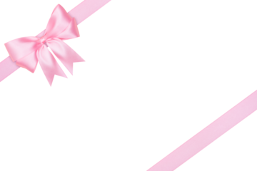 Pink Bow and Ribbon Isolated on White and Png Transparent Background, Clipping Path Included