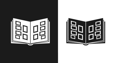 Stamp Collecting Album Vector Icon with Minimalist Postage Stamps Graphic