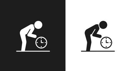 Minimalist Person and Clock Icon Vector for Time Management Concepts