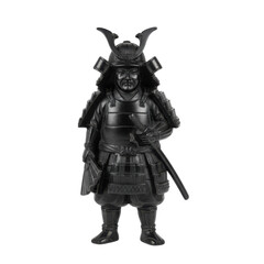 Obraz premium A captivating sculpture of a samurai warrior standing proudly on a plain stage