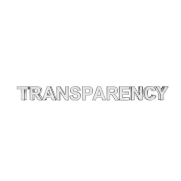 A Powerful Visual, The Word ,Transparency, Emphasized in a Silver Font