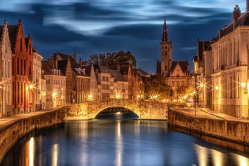 Obraz premium night view of Bruges Belgium