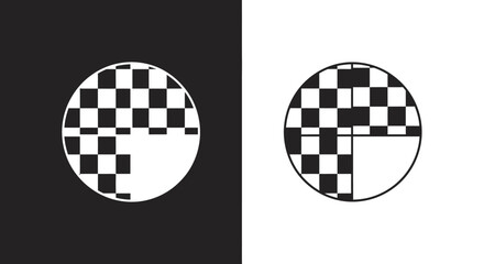 Abstract Geometric Circle Logo Vector with Modern Black and White Checkerboard Pattern