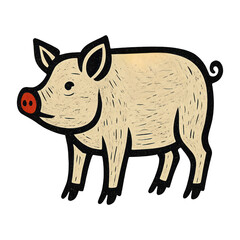 Fototapeta premium PNG Whimsical cartoon pig illustration.