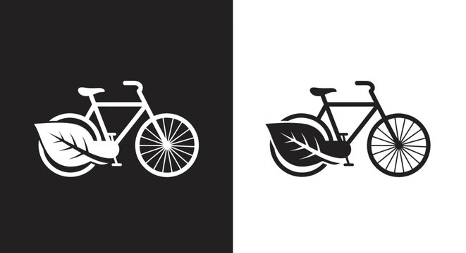 Eco Bicycle Vector Logo Template with Leaf Symbol for Sustainable Transport Branding