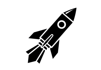 Black rocket ship PNG isolated on transparent background, retro spacecraft taking off for space exploration and science fiction themes