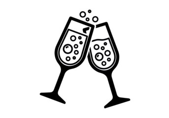 Two champagne glasses toasting isolated PNG, celebration cheers for special occasions on transparent background