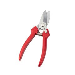 Close-up of Red Garden Secateurs Tool on a Black Background, Ideal for Horticulture Images