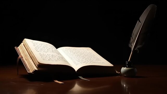 Open Book and Quill Pen - A Timeless Symbol of Knowledge.