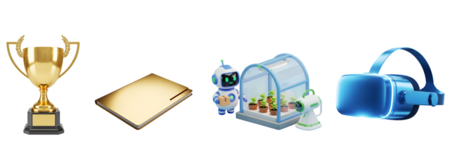 Exploring future tech: success, ai, vr, and smart agriculture isolated on transparent background