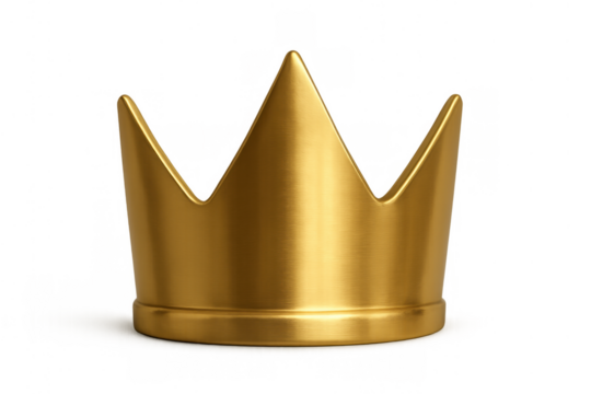 Golden crown symbolizing royalty, power, success, leadership, and luxury, isolated on a transparent background