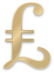 Shiny Gold Metallic Great Britain Pound Sterling Symbol