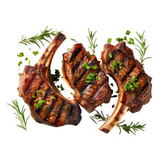 grilled meat with vegetables, transparent background