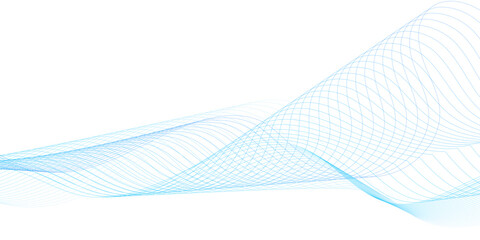 Abstract blue stripes wave line on transparent background Digital frequency track equalizer Stylized line art background. Vector illustration. Wave with lines created using blend tool Curved wavy line