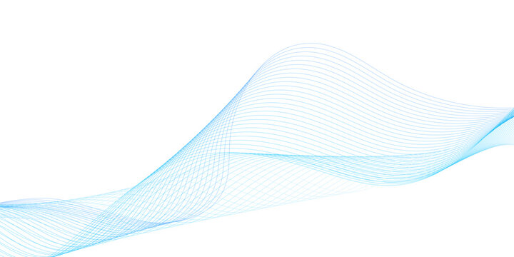 Abstract blue stripes wave line on transparent background Digital frequency track equalizer Stylized line art background. Vector illustration. Wave with lines created using blend tool Curved wavy line
