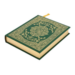 Fototapeta premium Detailed close-up of the Holy Quran, showcasing intricate Islamic design and calligraphy