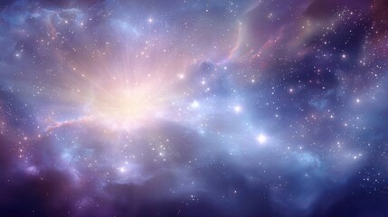 Naklejka premium A vibrant scene of space showcasing swirling clouds and countless stars in a cosmic spectacle.