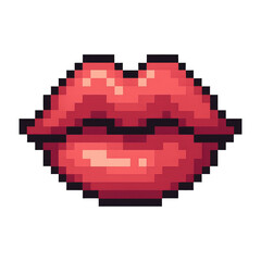Fototapeta premium PNG Retro pixelated red lips illustration.