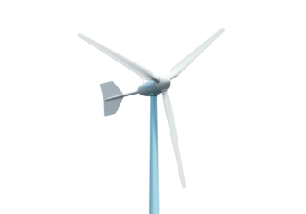 Small wind turbine PNG isolated on transparent background, renewable energy generator for sustainable power and eco-friendly electricity