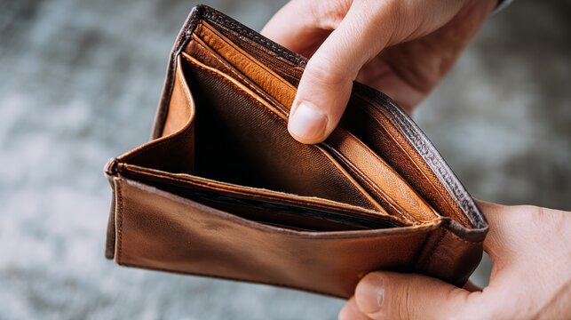 Empty wallet symbolizing financial hardship or economic downturn, reflecting budget concerns and the need for careful money management strategies