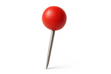 Red pushpin marking location, pointing place, finding target, and highlighting important information on a map or board