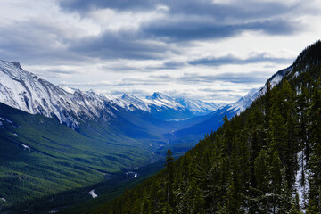 Fototapeta premium View from top of Sulphur Mountain in Banff National Park