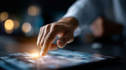 Faceless user interacting with digital calendar on virtual interface defocused time management background productivity planning tools schedule organization system event