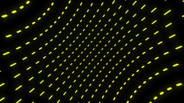 Animated abstract technology dark background uniform glowing yellow dots and grid 4K.