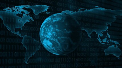 Global network communication with digital binary code background - Powered by Adobe