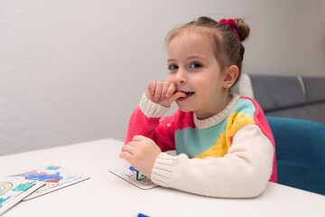 Funny and Expressive Little Girl Drawing and Playing with Markers &ndash; Learning Through Emotions