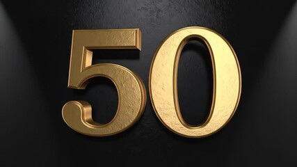 Golden Number 50 Animation: Anniversary, Celebration, Milestone, and Achievement