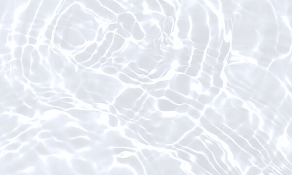 Abstract white water ripple surface. Transparent clear texture with sunlight reflections. Bright summer light background with white water waves effects. Cosmetic moisturizer design pattern