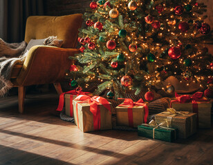 christmas tree and gifts