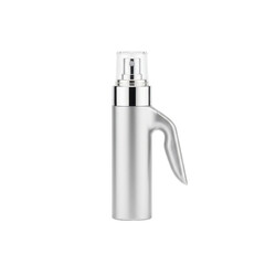 Obraz premium Sleek Silver Spray Bottle with Unique Trigger Design on Minimal Setting