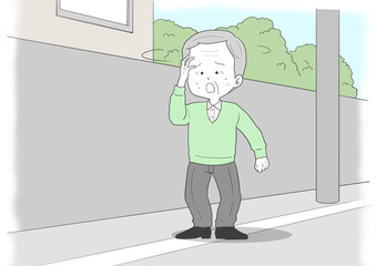道に迷ったシニア男性　背景