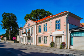Scenic street in the Old Town of Kuressaare on the Estonian island of Saaremaa in the Baltic Sea