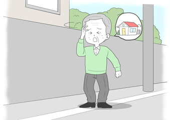 道に迷ったシニア男性2　家　背景