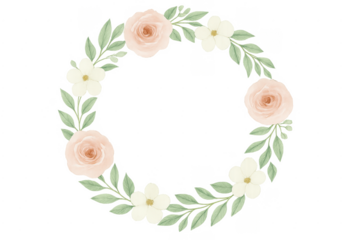 Watercolor floral wreath transparent background illustration