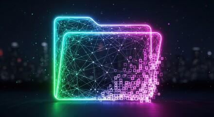 abstract glowing glowing neon glowing background with glowing lines and dots